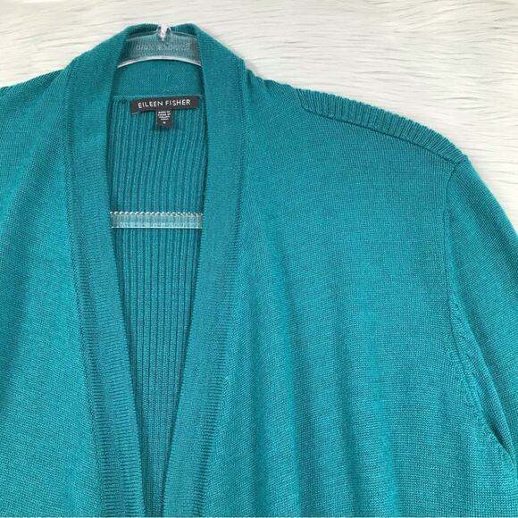 EILEEN FISHER Rounded Open Front Merino Wool Knit Cardigan Women’s Size Small - Picture 5 of 13